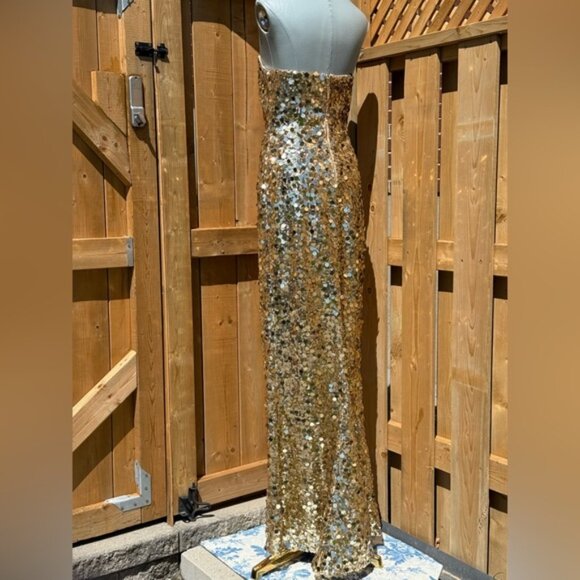 🆕 BRONX & BANCO 🧿 NWOT Farah Strapless Sequins Gown, Gold, Sz M US 6 - Picture 11 of 16